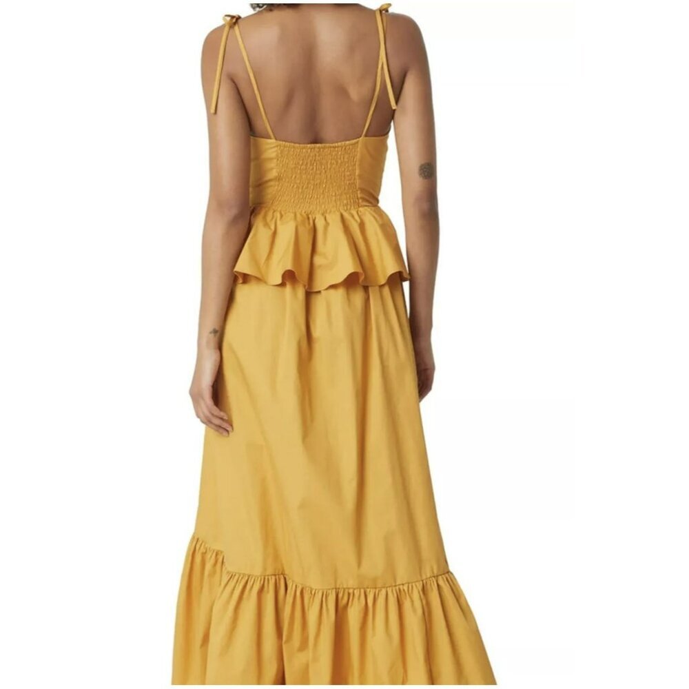 MISA Rosie Bustier Peplum-Waist Poplin Maxi Dress Large NEW - Picture 4 of 11